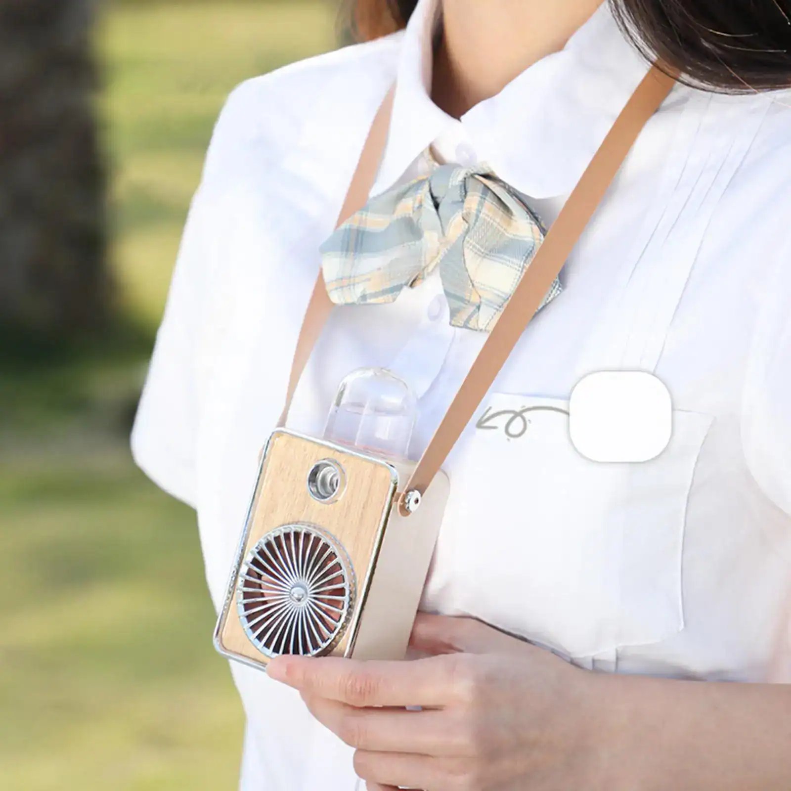 3 in Cooling Fan Rechargeable Personal Lanyard Necklace Fan Desktop Misting Fan for Camping Business Trip Office