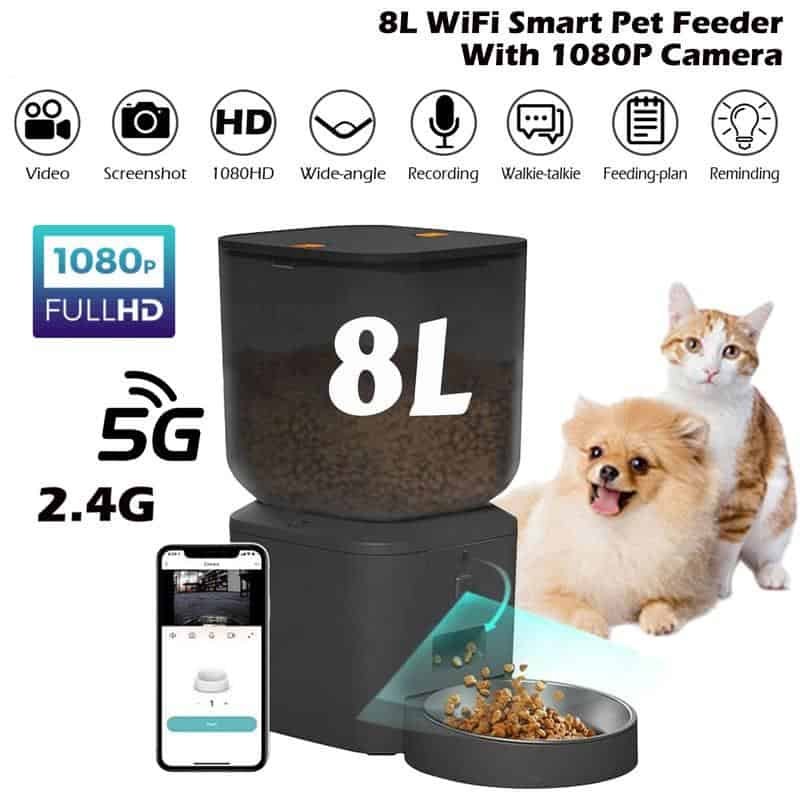 8L Automatic Cat Feeder With 1080p Camera Video 5G WiFi Cat Food Dispenser Pet Smart Voice Recorder Tuya APP Pet Auto Feeder 8L Automatic Cat Feeder With 1080p Camera Video 5G WiFi Cat Food Dispenser Pet Smart Voice Recorder Tuya APP Pet Auto Feeder